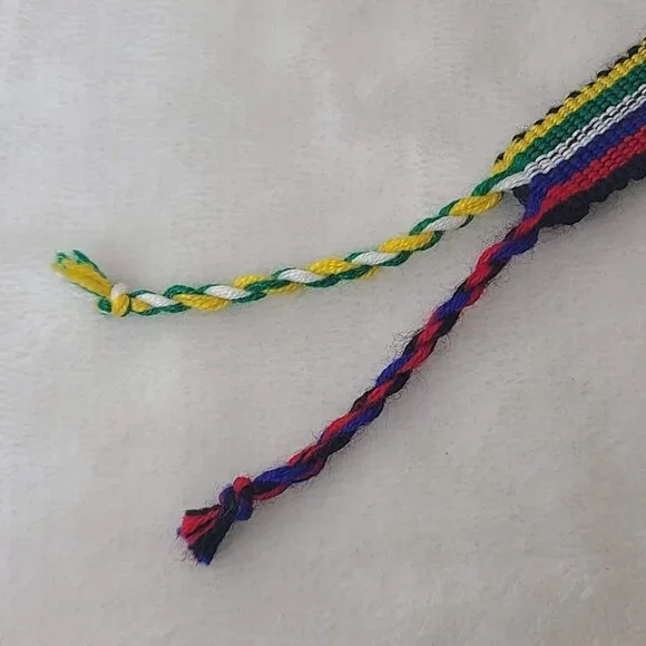 Hand Woven Braided Friendship Bracelet Black Red Blue White Green Yellow - Picture 4 of 12